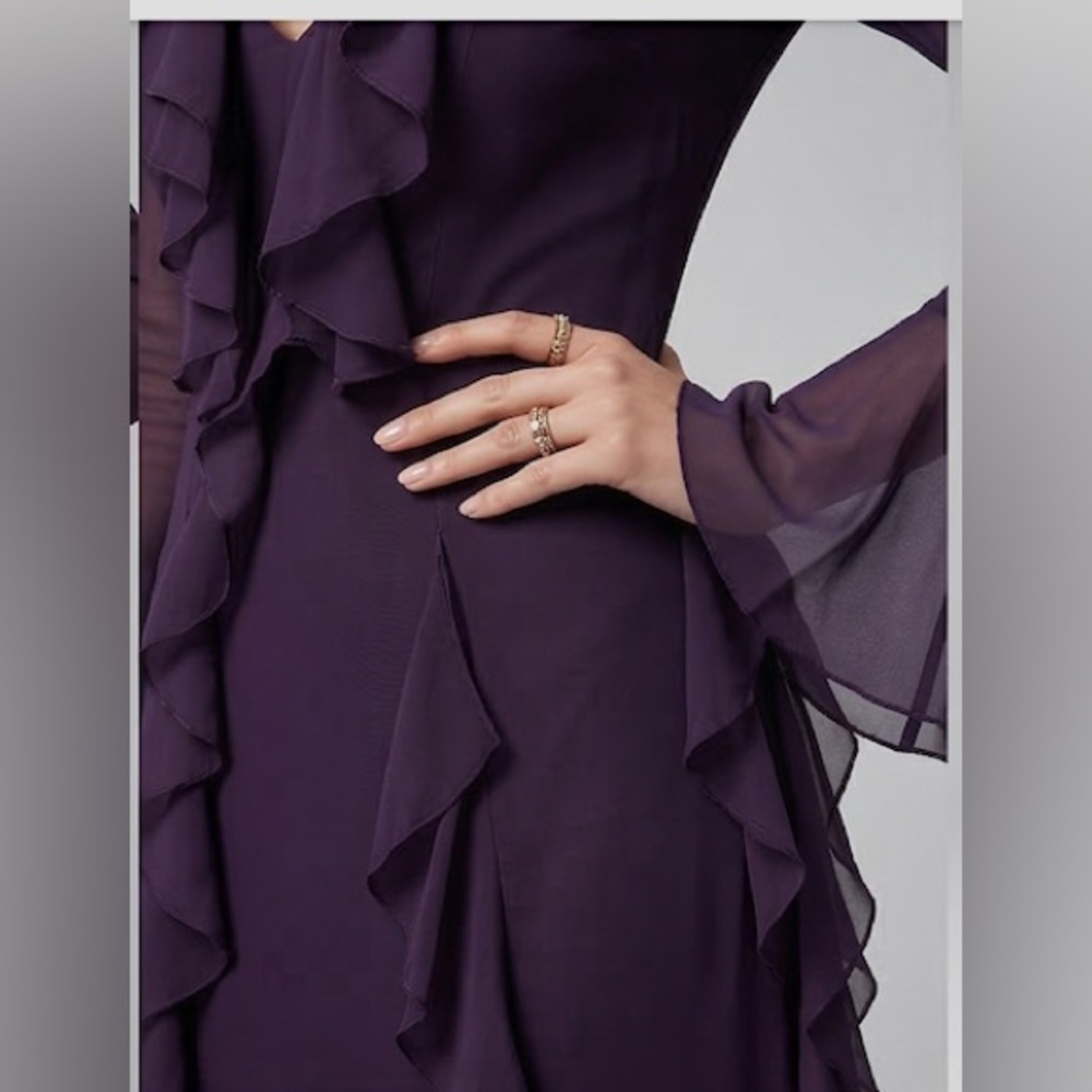 Midnight Plum Ruffle Chiffon Maxi Dress - Picture 7 of 8